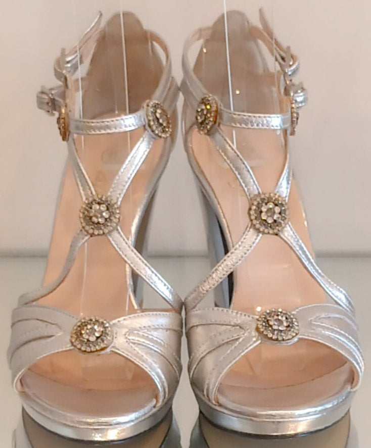 Sandale cuir argent et cristaux Promozione -20% art IT01