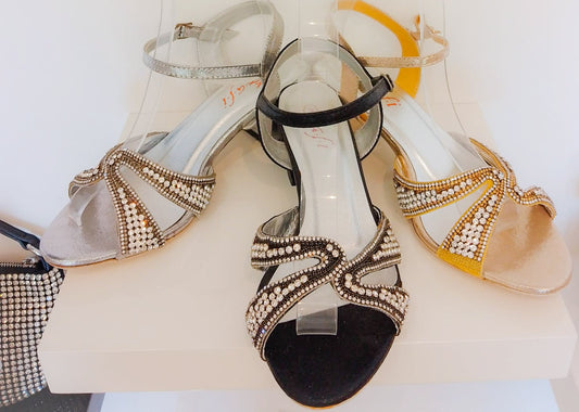 Sandale cuir or cristaux art 314 - Gold leather crystals sandal