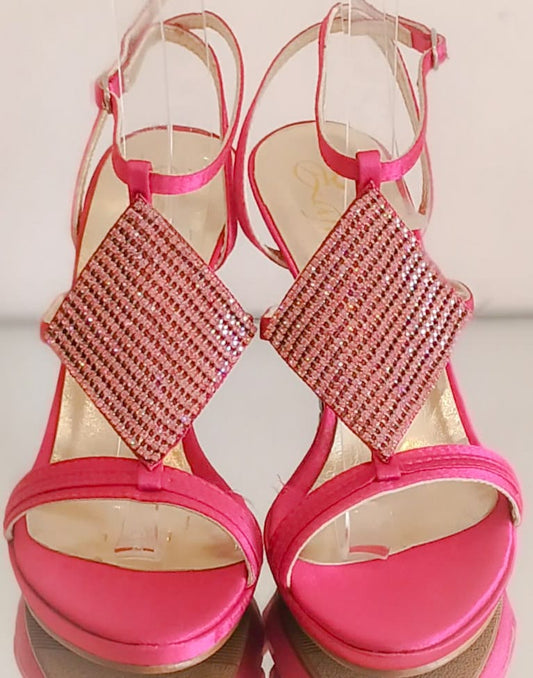 Sandale cuir et soie fuschia art rbo 0066