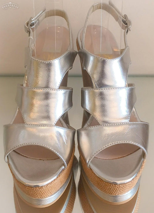 Compensées cuir argent 70 mm art 212